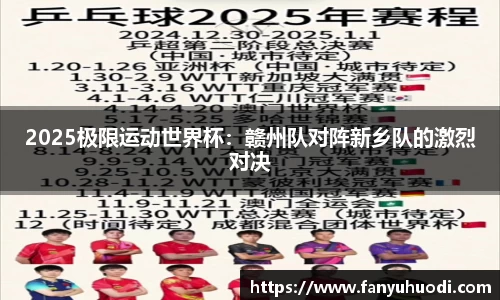 2025极限运动世界杯：赣州队对阵新乡队的激烈对决